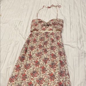 Wayf Floral Printed Cut Out Midi Dress